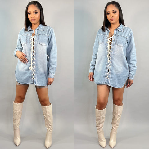 Laced Up Denim Shirt