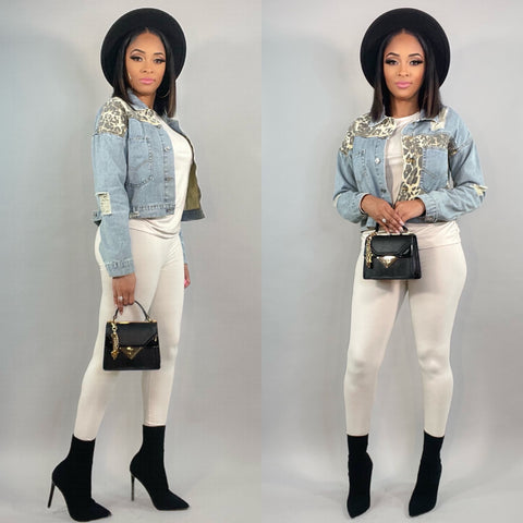 Leopard Denim Jacket