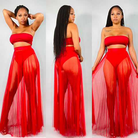 Life’s A Beach Skirt Set- Red